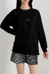 Baskılı 2 İplik Sweat Siyah - 20789.1878.